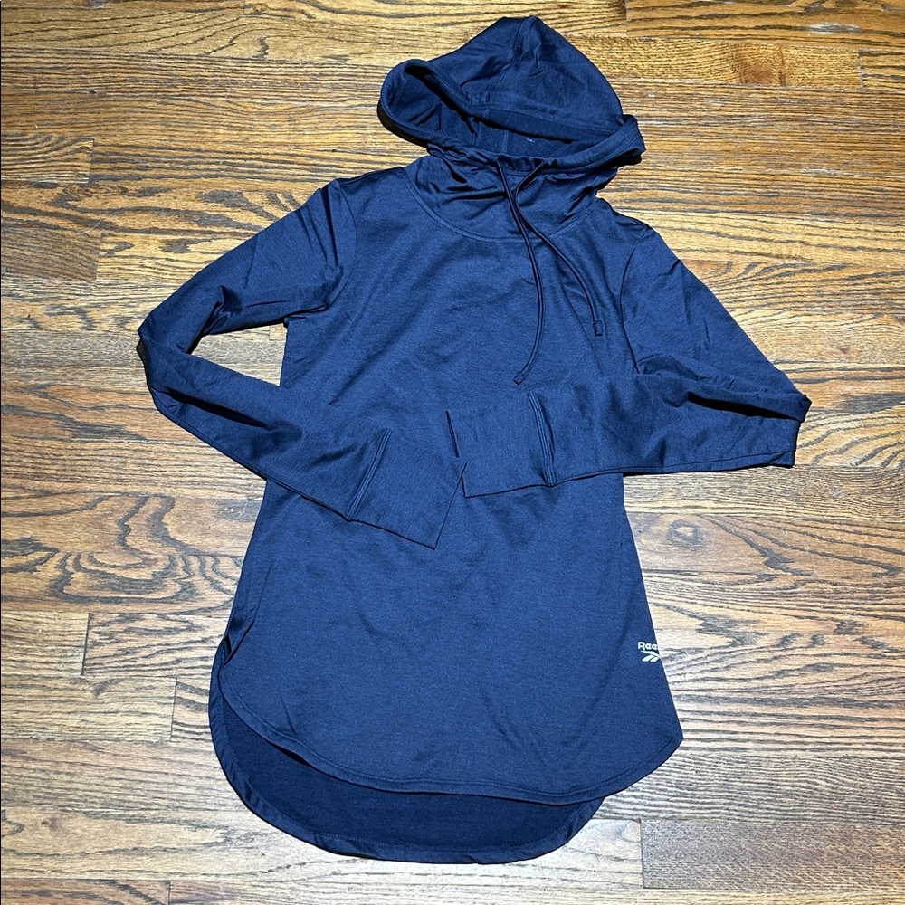 Reebok Navy Hooded Long Sleeve Top lined
